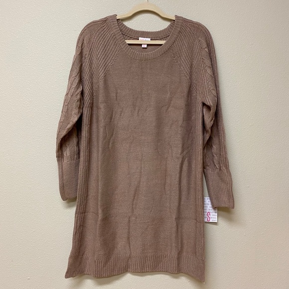NWT LuLaRoe Lauren Sweater Dress Taupe Size Small - Picture 2 of 5